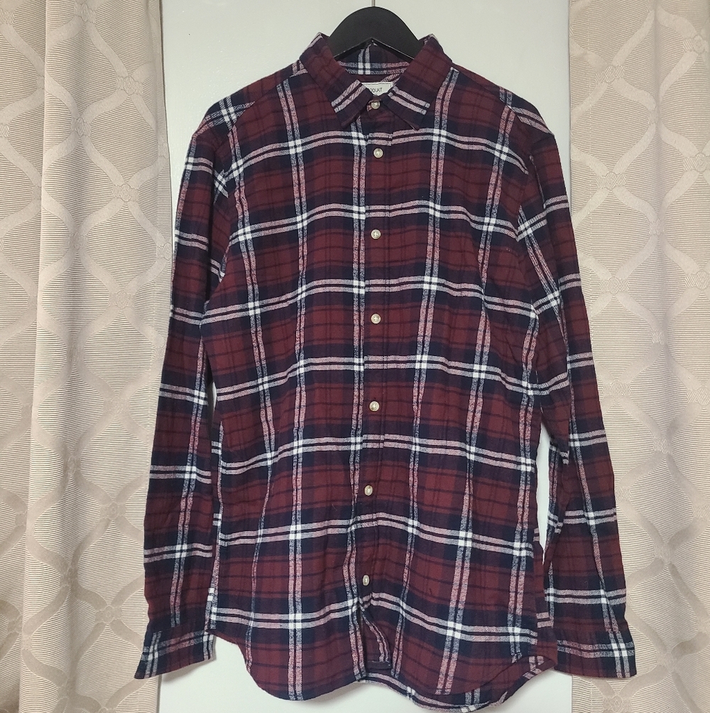 Produkt - Mens Burgundy Plaid Button Up